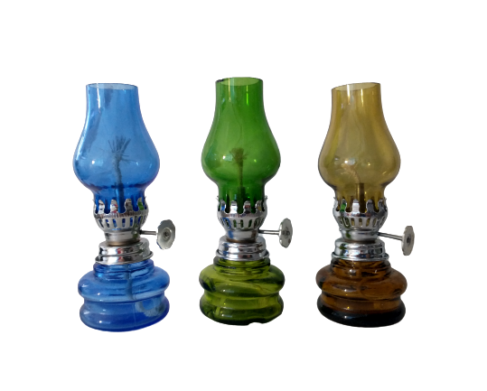 Set 3 mini lampi colorate cu petrol lampant