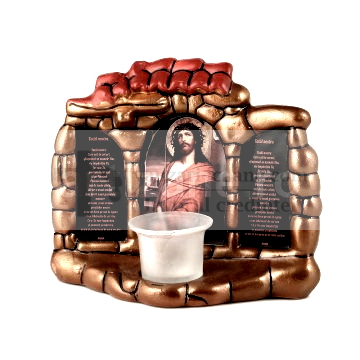 Candela ceramica cu icoana Iisus si Binecuvantarea casei