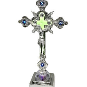 Cruce mare din plastic argintiu cu leduri multicolore