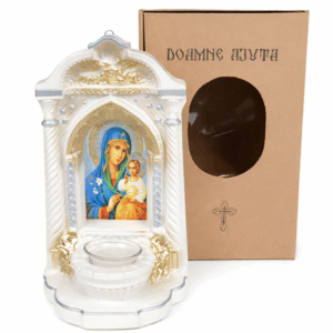 Candela mare alba cu Icoana Maicii Domnului