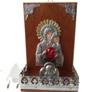 Candela cu bec si icoana Maicii