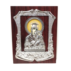 Icoana argintie suport din lemn picior pliabil