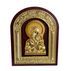 Icoana din plastic auriu pe lemn