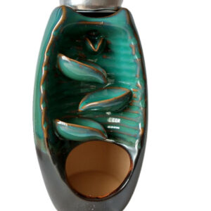 Candela ceramica verde in forma de vaza