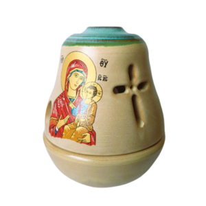 Candela ceramica cu Icoana Maicii Domnului