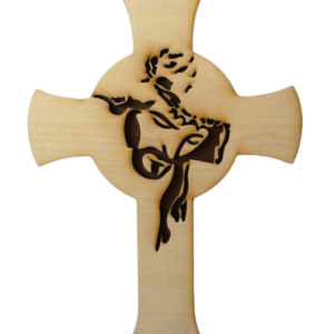 Cruce perete lemn cu Isus