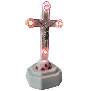 Cruce ortodoxa din plastic cu leduri rosii