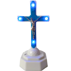 Cruce ortodoxa din plastic cu leduri albastre