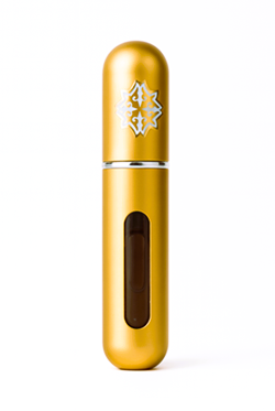 Sticlă aurie spray 5 ml cu mir Gardenie