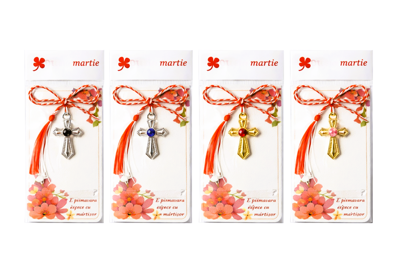 Mărțișor Cruce Metalică Aurie sau Argintie cu Stras Mărțișor Cruce Metalică Aurie sau Argintie cu Stras