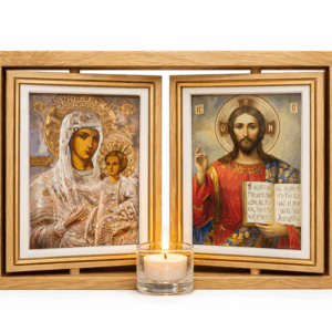Icoane în Ramă Dublă din Stejar cu Părți Rotative